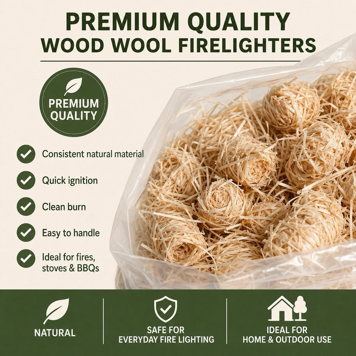 Natural Wood Wool Firelighters – 5 kg – image 4