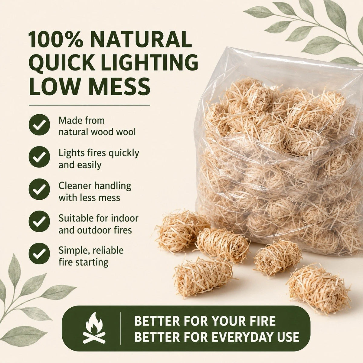 Natural Wood Wool Firelighters – 5 kg – image 2