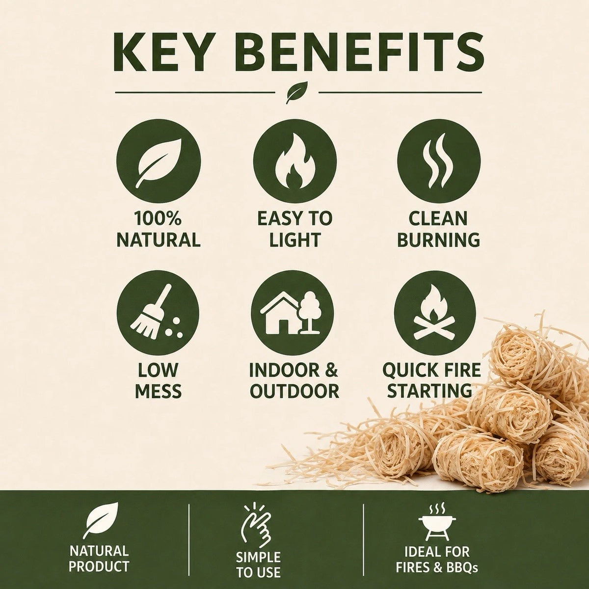 Natural Wood Wool Firelighters – 5 kg – image 3