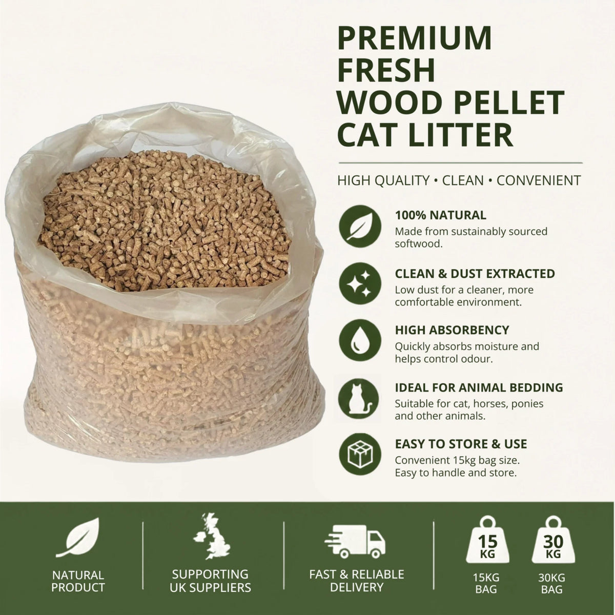Natural Pine Wood Pellet Cat Litter